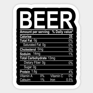 Beer Nutritional Facts Sticker
